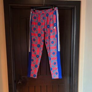 Adidas Women's Red and Blue Patterned Joggers